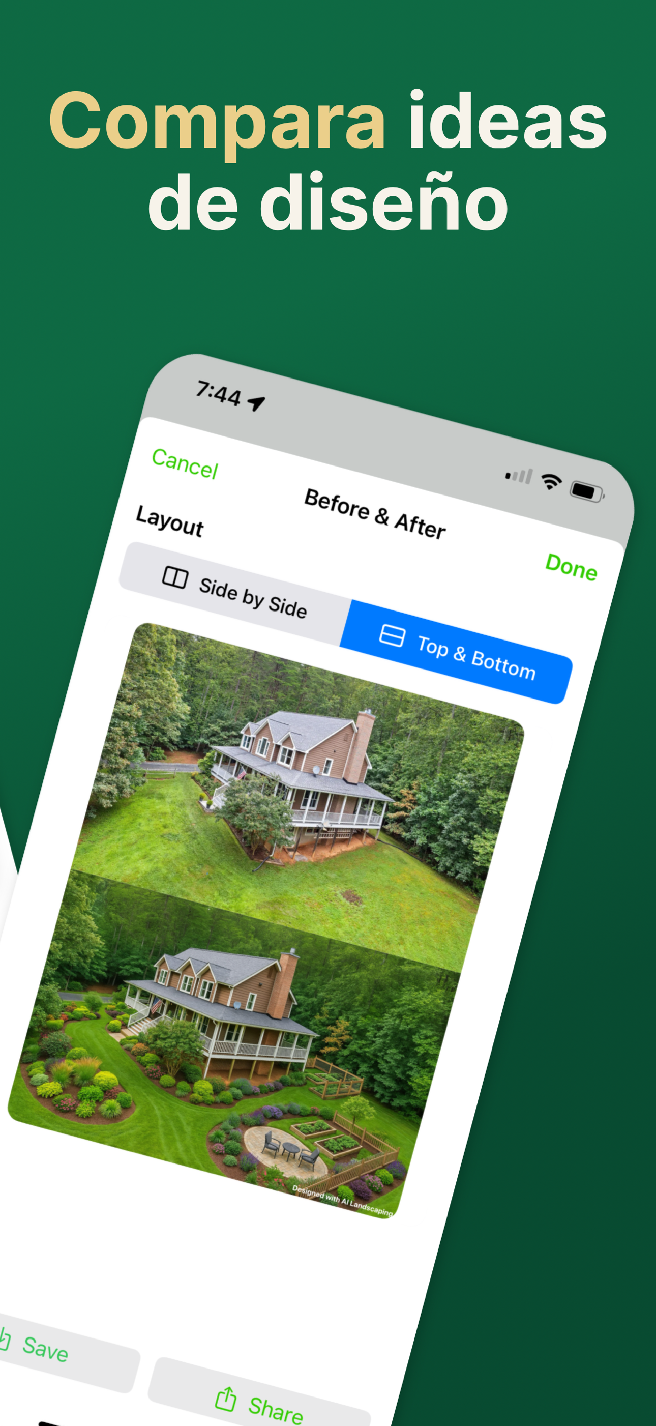 Vista previa del concepto final en AI Landscaping