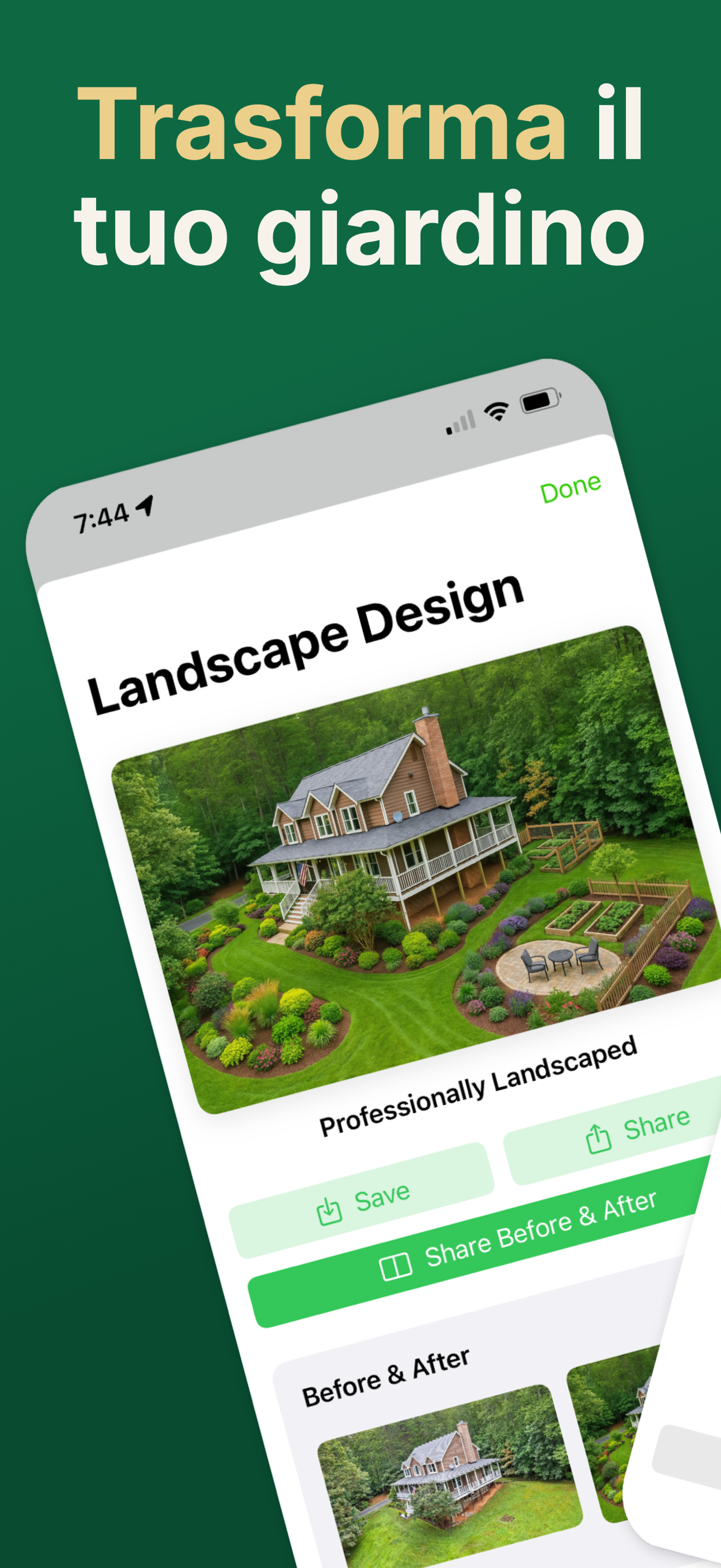 Selezione palette funzionalità in AI Landscaping