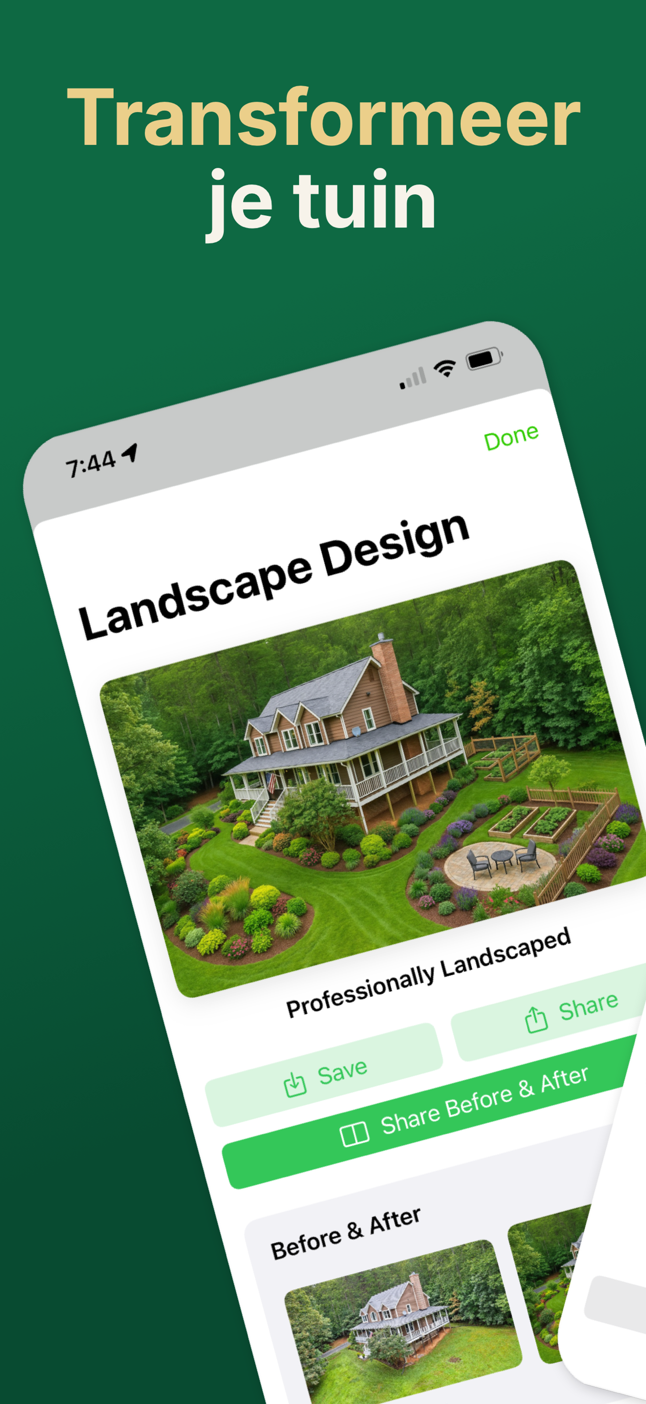AI Landscaping functiepalet-selectie