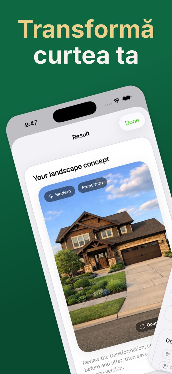 AI Landscaping pe iPhone – ecranul 2